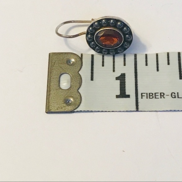 Sterling silver & red stone earrings - Picture 8 of 8